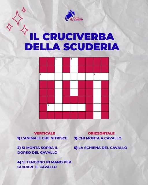 🐎 Metti alla prova la tua passione per i cavalli!
Abbiamo preparato un cruciverba a tema: riesci a completarlo senza sbagliare? 🧩
Scrivi nei commenti quante parole hai indovinato o sfida un amico! 👇
